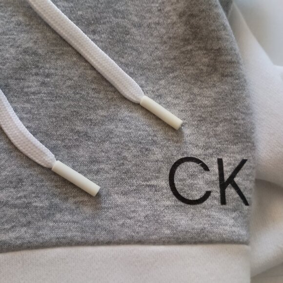 Calvin Klein White and Gray Block Coloring Hoodie Sweatshirt Men’s Size L - Picture 6 of 16